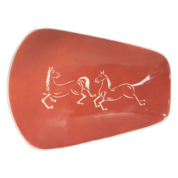 Vintage Porcelain Trinket Art Deco Dish Equestrian Horse